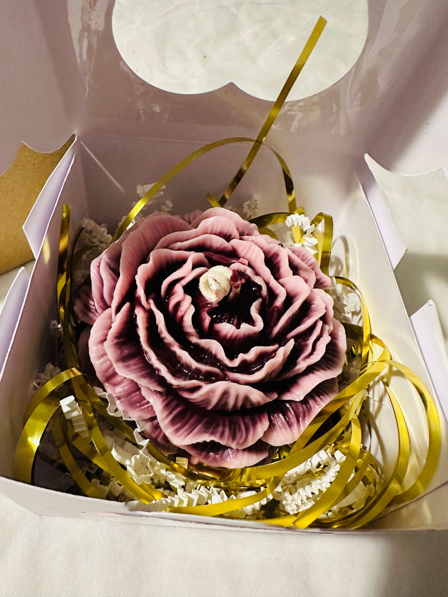 Peony or Rose Candle w/Custom Packaging