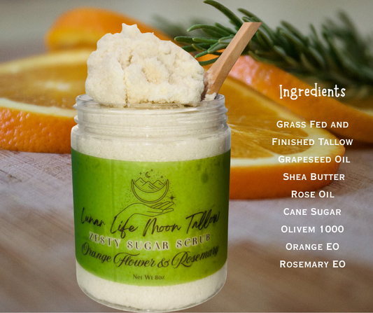 Orange Flower and Rosemary Zesty Sugar Scrub